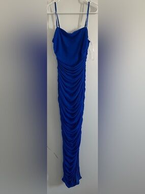 Emprada Elegant Royal Blue Ruched Maxi Dress Sleeveless Cowl Neck  Medium NWT